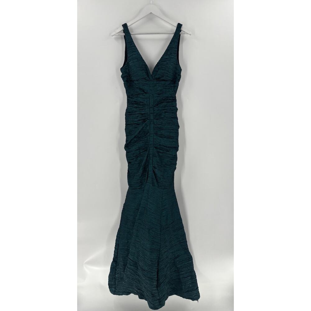 Xscape by Joanna Chen Dress Womens 12 Blue Mermaid Gown Sleeveless Metallic